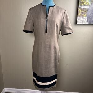 Anne Crimmins UMI Women 6 Linen Sheath Dress 1984 Vintage